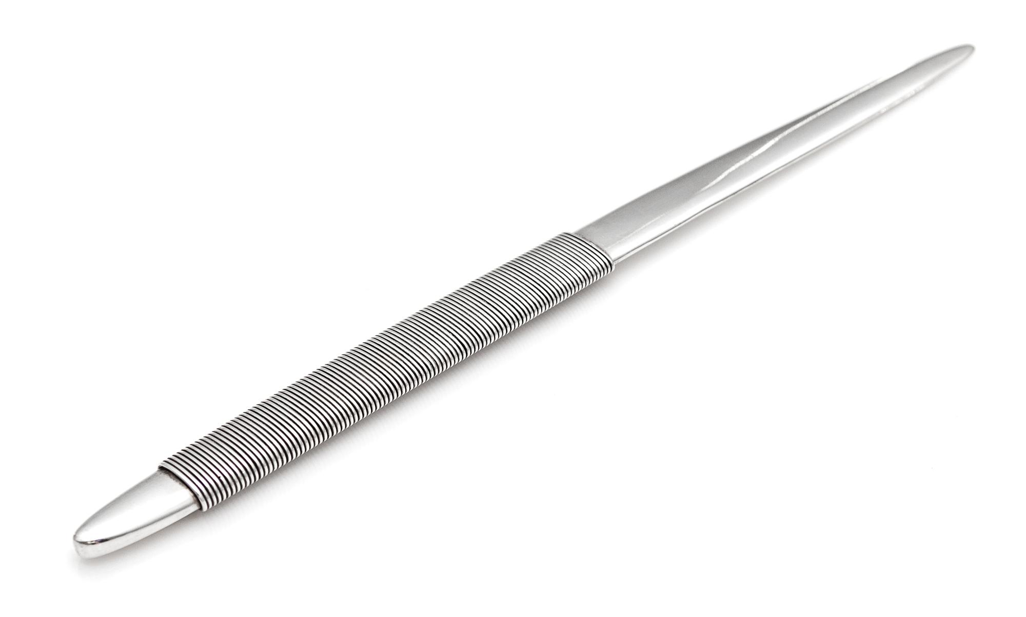 An Irish Silver Letter Opener, Kilkenny Design Workshops, Dublin, 1965, with a wire wrapped handle.