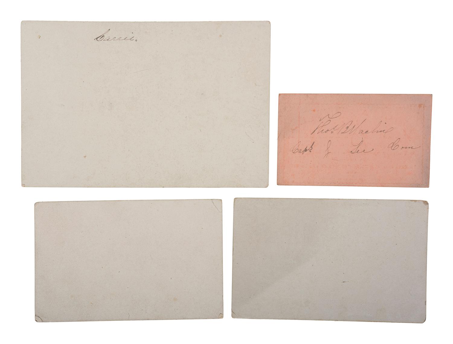[CIVIL WAR]. A group of 4 printed tickets and cards, highlighted by Ellsworth's Terpsichorean Club Membership Certificate.