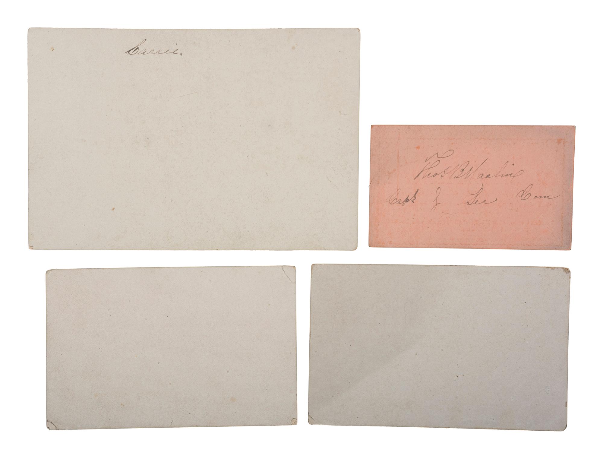 [CIVIL WAR]. A group of 4 printed tickets and cards, highlighted by Ellsworth's Terpsichorean Club Membership Certificate.