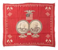 [1888 ELECTION]. Campaign bandanas, jugate fan, and other ephemera from the Grover Cleveland and Allen G. Thurman 1888 campaign, comprising: