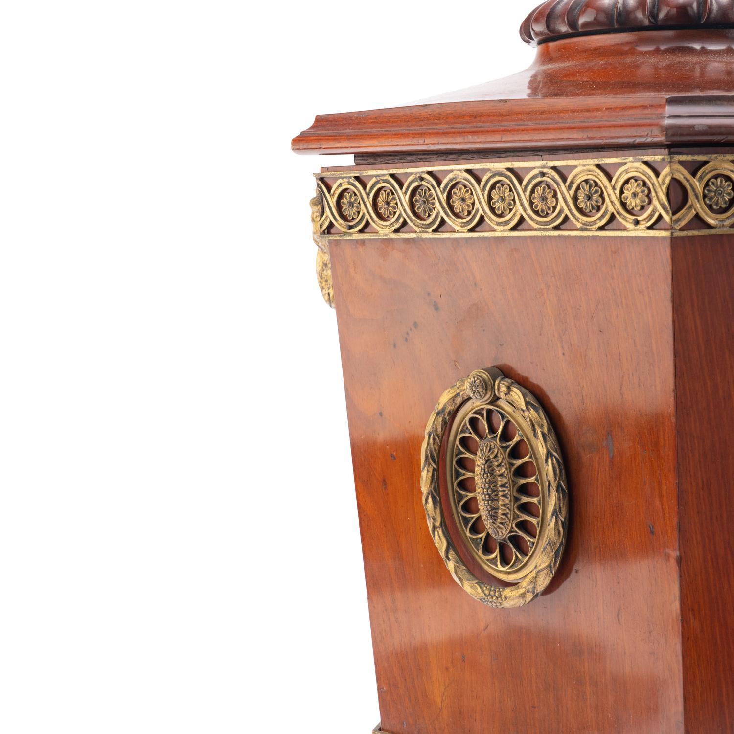 A George III Style Mahogany and Gilt Bronze Mounted Cellarette