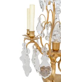 A Pair of French Gilt Metal Six-Light Candelabra Converted to Electricity