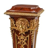 A Pair of Louis XIV Style Gilt Bronze Mounted Parquetry Pedestals