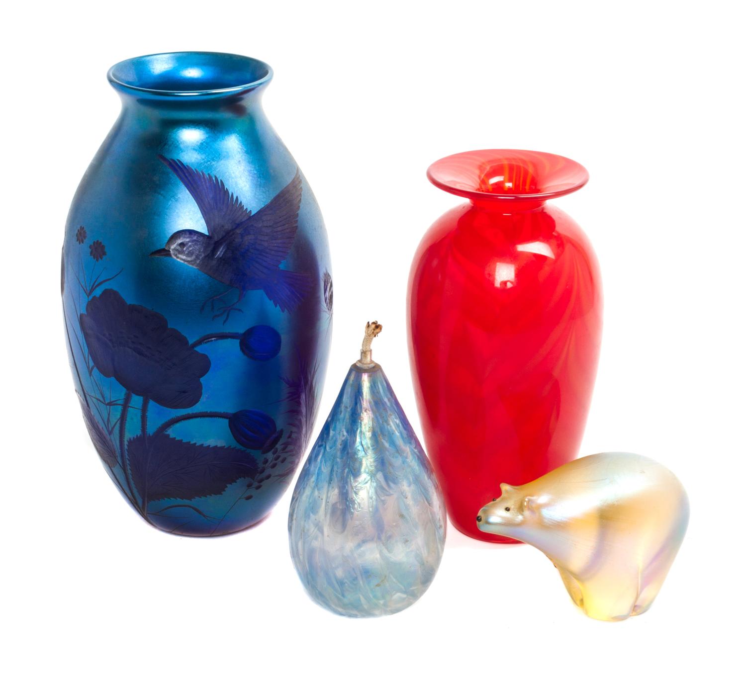 An Orient and Flume Studio Glass Vase Height of first 10 inches.