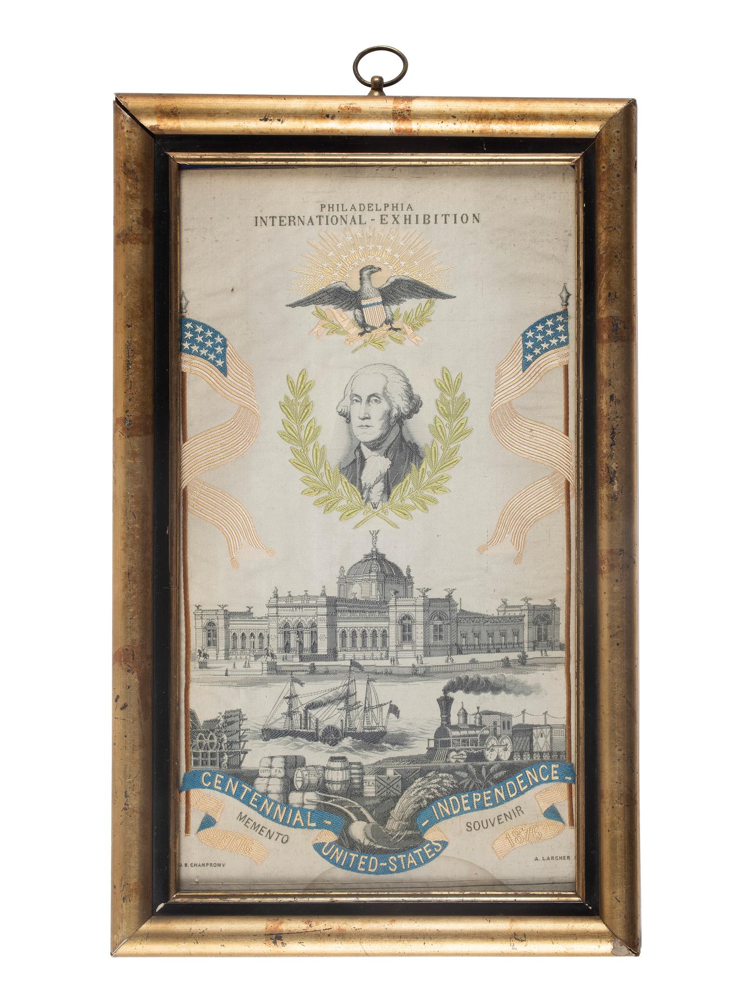 [WORLD'S FAIR]. A collection of 11 items from the 1876 Centennial Exhibition in Philadelphia, highlighted by stevengraph featuring George Washington.