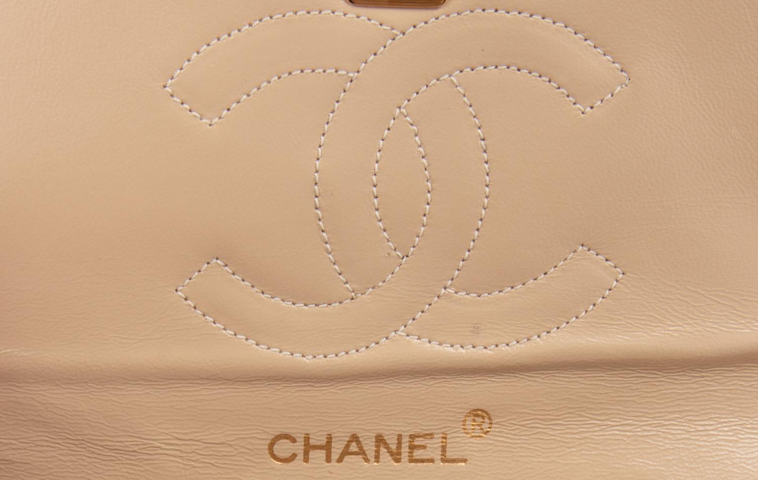 Chanel Cream Quilted Double Flap Bag with Mademoiselle Chain, 1980's