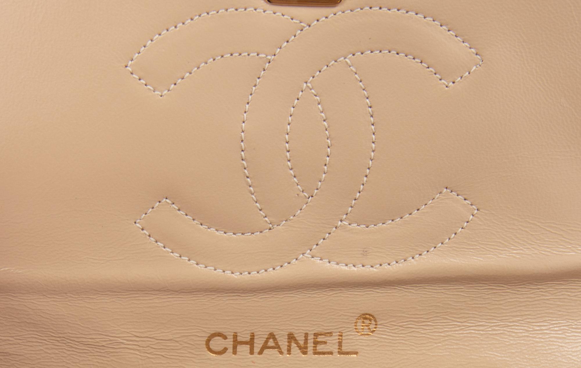 Chanel Cream Quilted Double Flap Bag with Mademoiselle Chain, 1980's