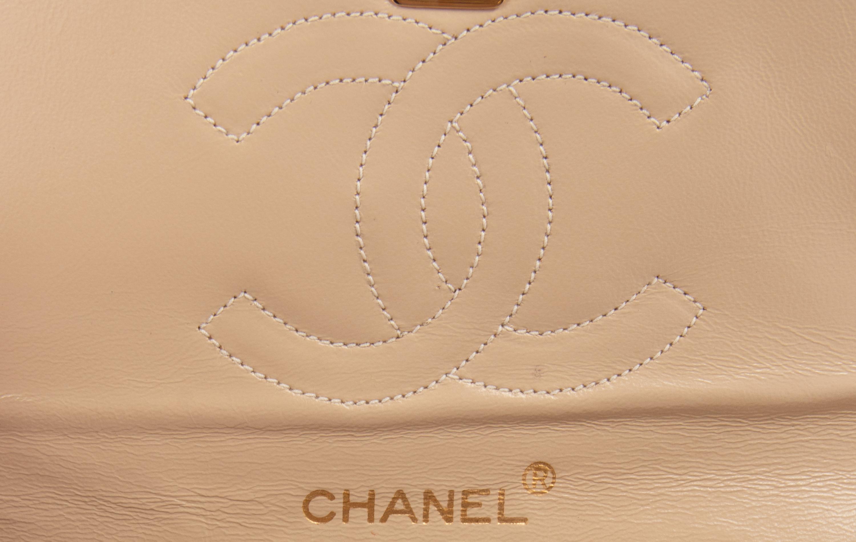 Chanel Cream Quilted Double Flap Bag with Mademoiselle Chain, 1980's