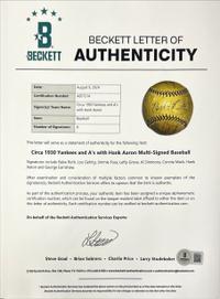 A Legendary Signed Autographed Baseball Featuring Babe Ruth, Hank Aaron, Lou Gehrig, Jimmie Foxx, Al Simmons, Connie Mack, Lefty Grove and George Earnshaw (Beckett Authentication Services)
