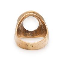 CARVED MOONSTONE AND YELLOW GOLD 'MAN IN THE MOON' RING