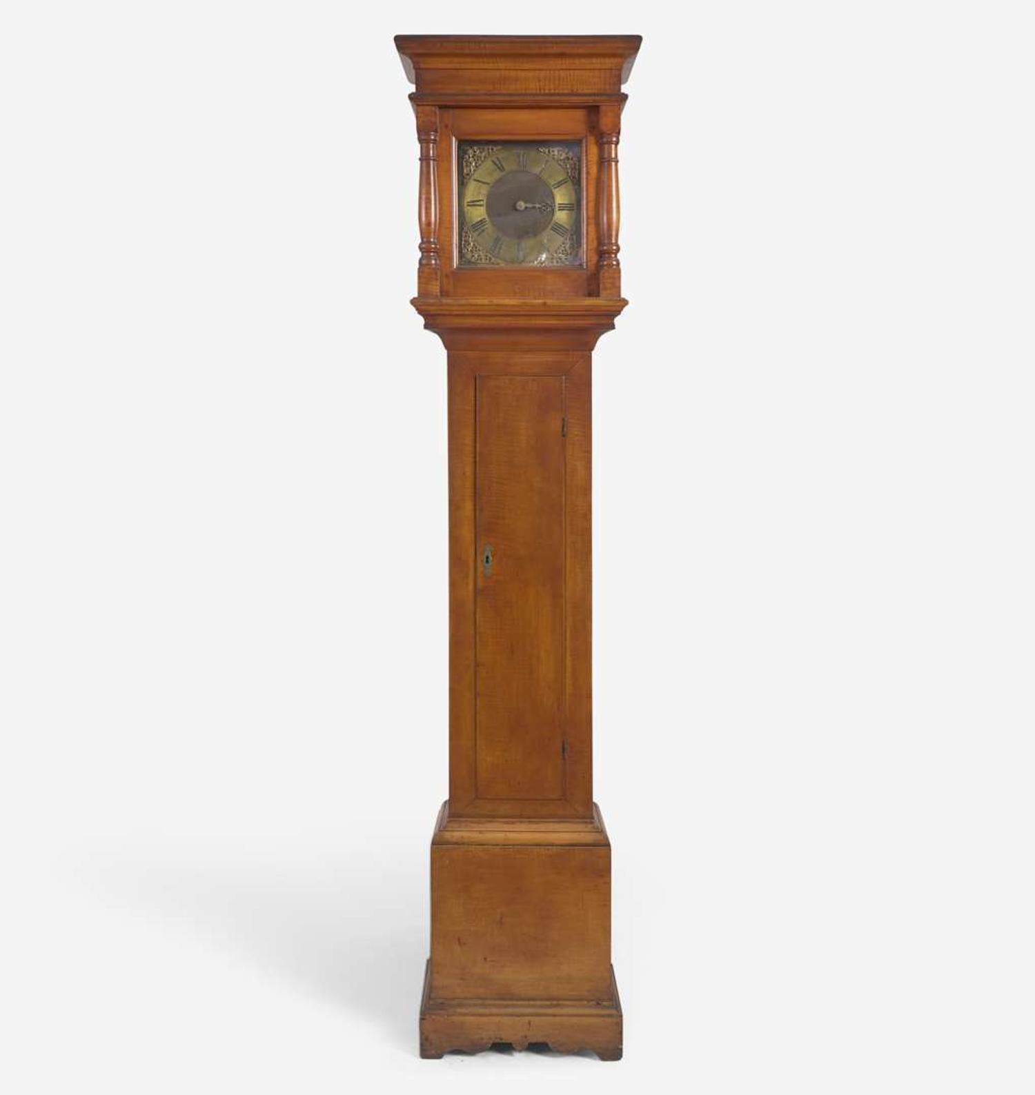 A Queen Anne carved maple tall case clock Works by Thomas Crow (active c. 1770-1824), Wilmington, DE, the case possibly Chester County, PA, circa 1770