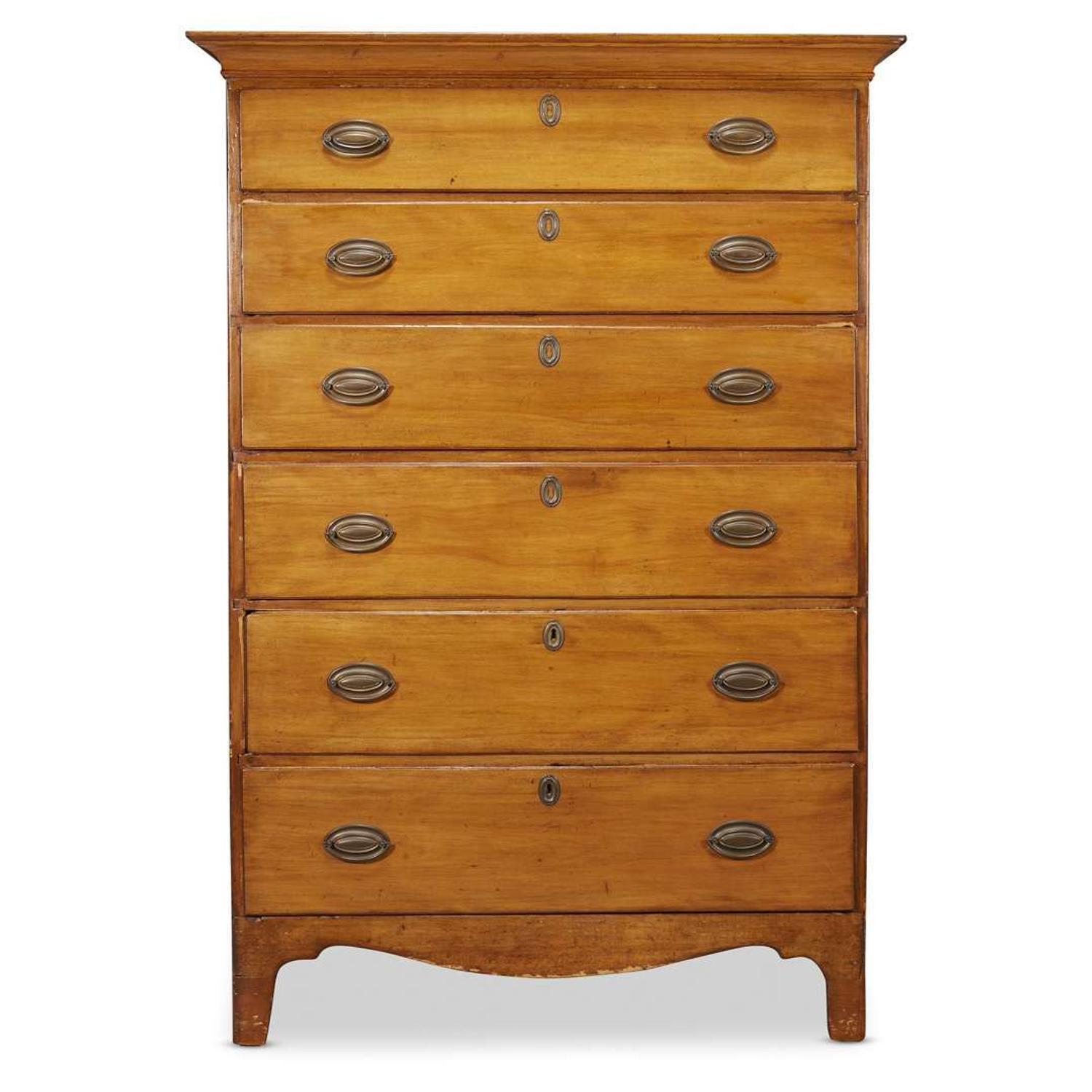 Federal maple tall chest New England, circa 1800