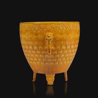 A Chinese yellow-glazed archaistic vessel, Xing Guangxu six-character mark and probably of the period