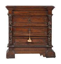 A Continental Floral Carved Walnut Diminutive Chest