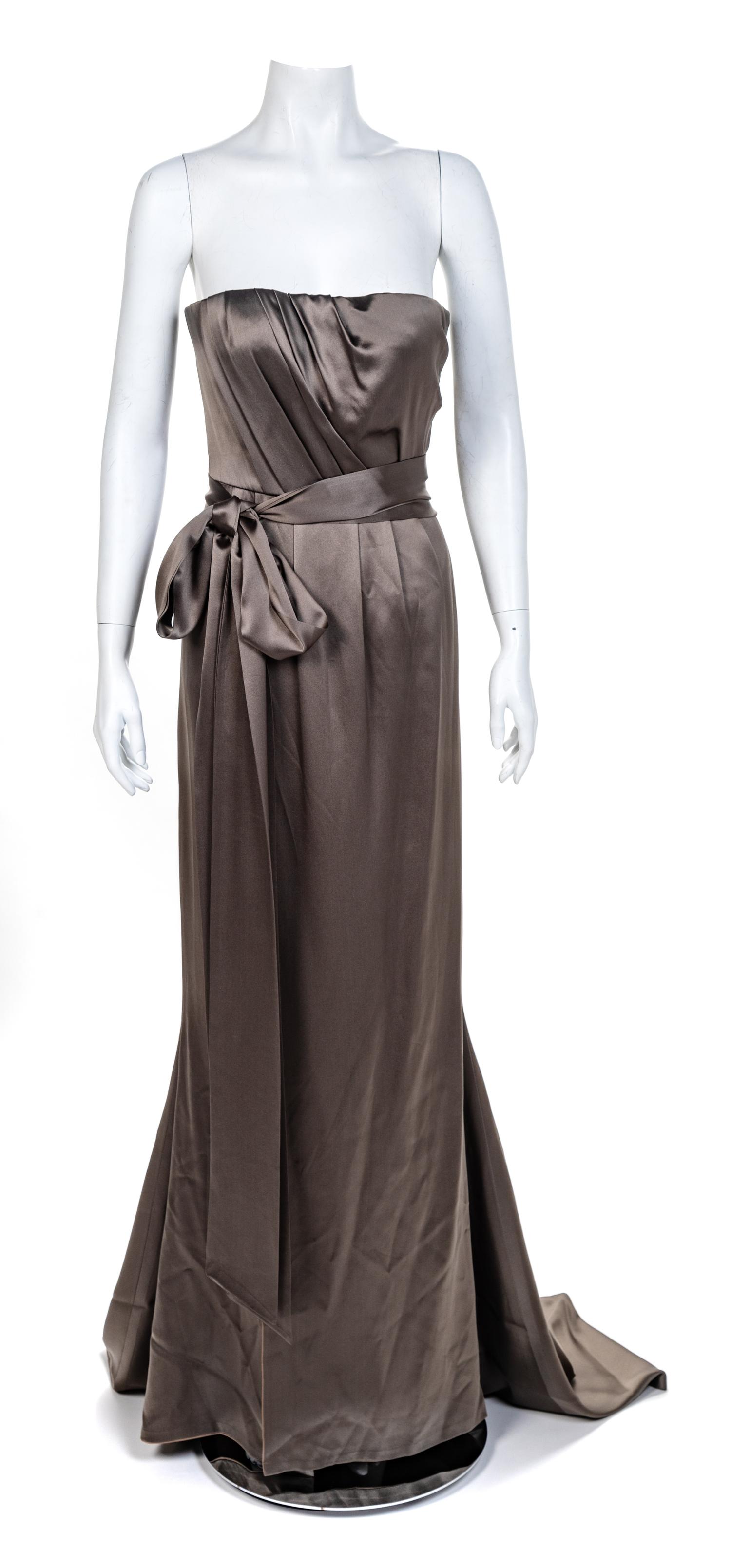 Lloyd Klein Gray Strapless Long Train Gown, 2011 No size label