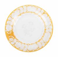 A Bohemian Amber Etched Glass Table Service