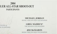 A Collection of Five Framed Chrysler Golf Shootout Signed Autograph Invitations Including Michael Jordan