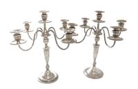A Pair of American Silver Five Light Candelabra Height 15 1/2 inches. — Mueck-Carey