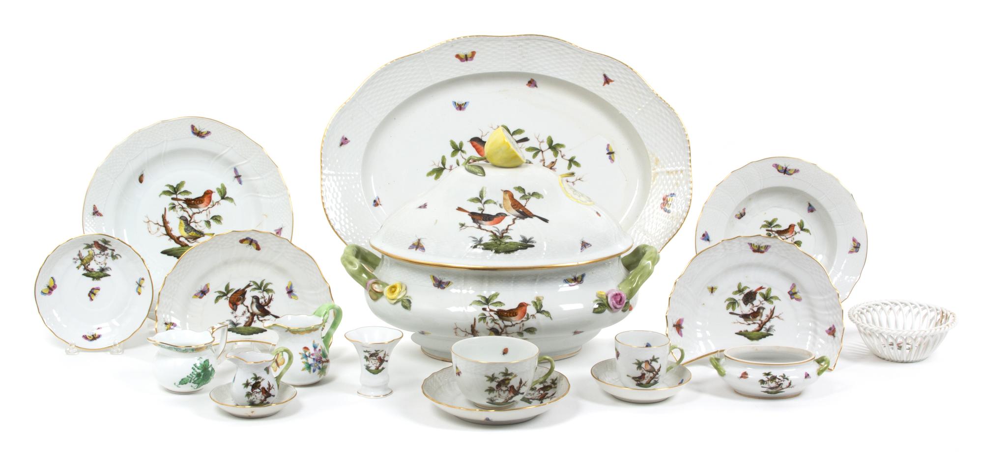 A Herend Porcelain Partial Dinner Service Length of undertray 18 inches. — 20TH CENTURY