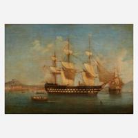 Tommaso de Simone (Italian, c. 1805-1888) H.M.S. Monmouth in the Bay of Naples, dated "1842"