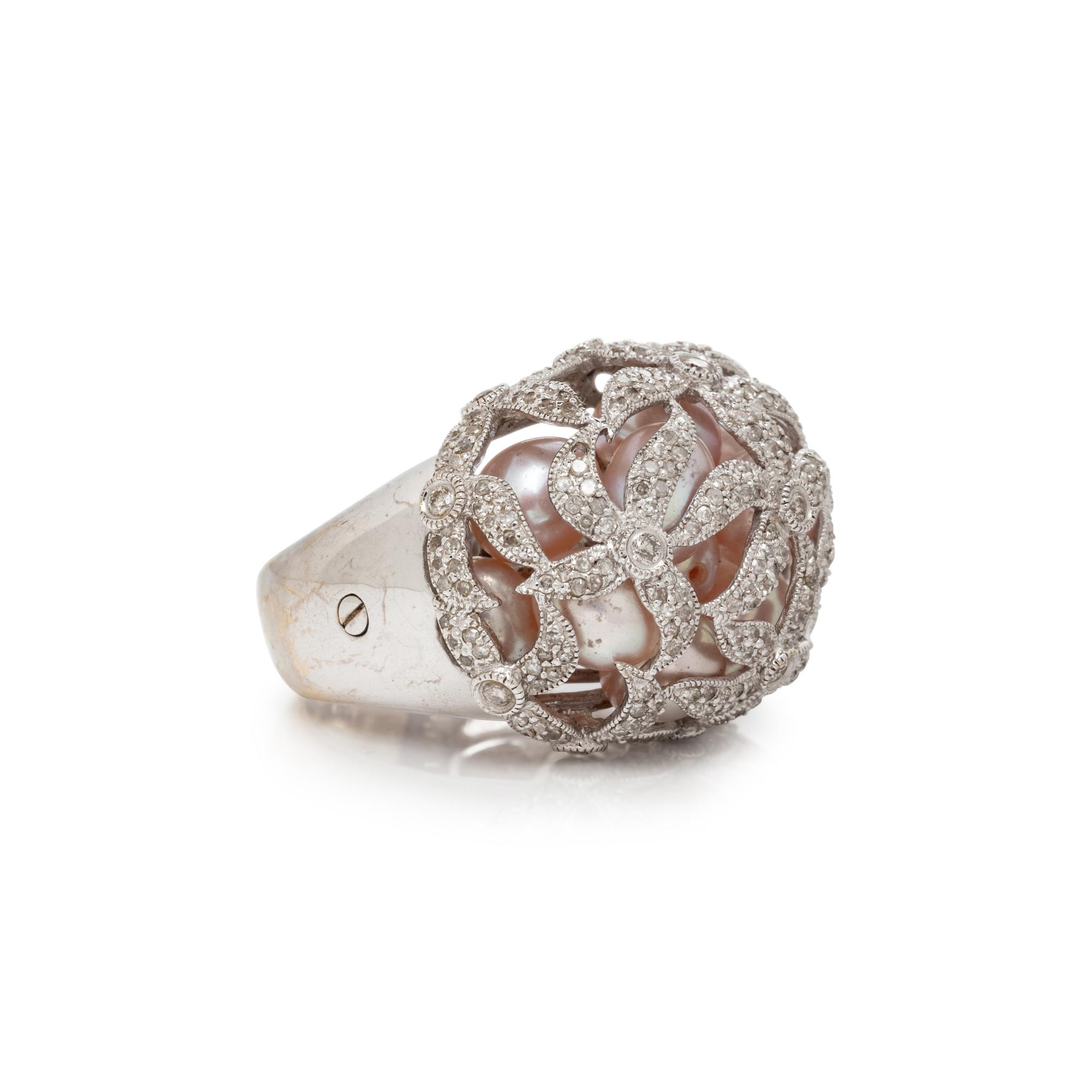 CULTURED PEARL AND DIAMOND RING