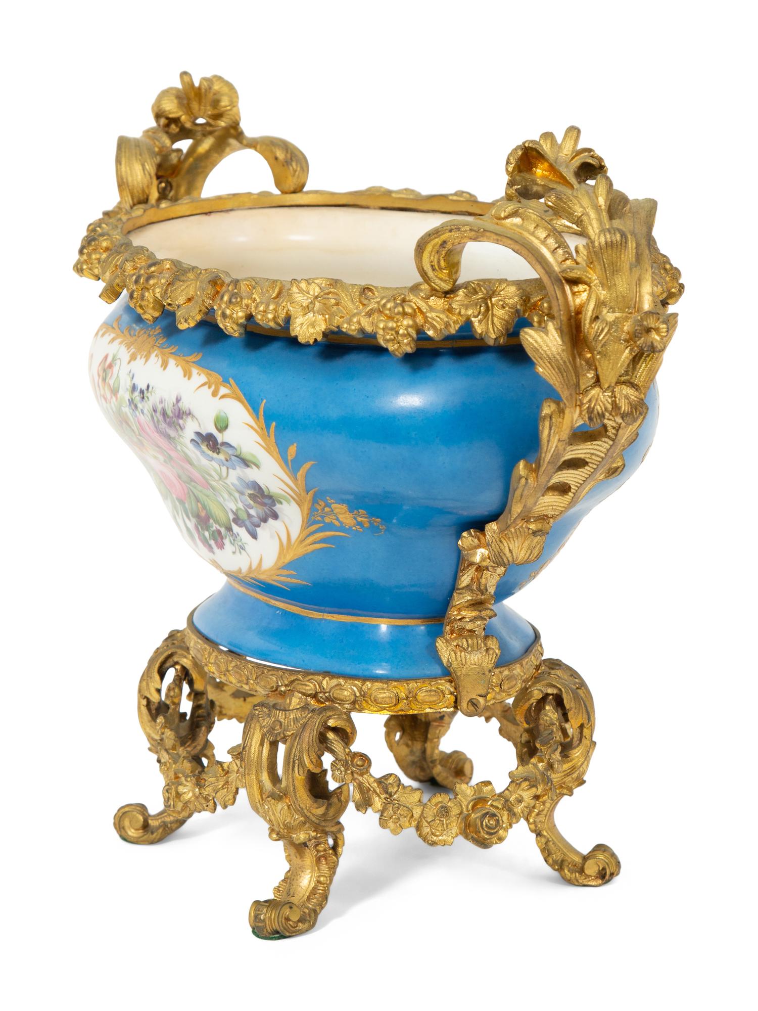 A Gilt Bronze Mounted Sèvres Style Porcelain Center Bowl