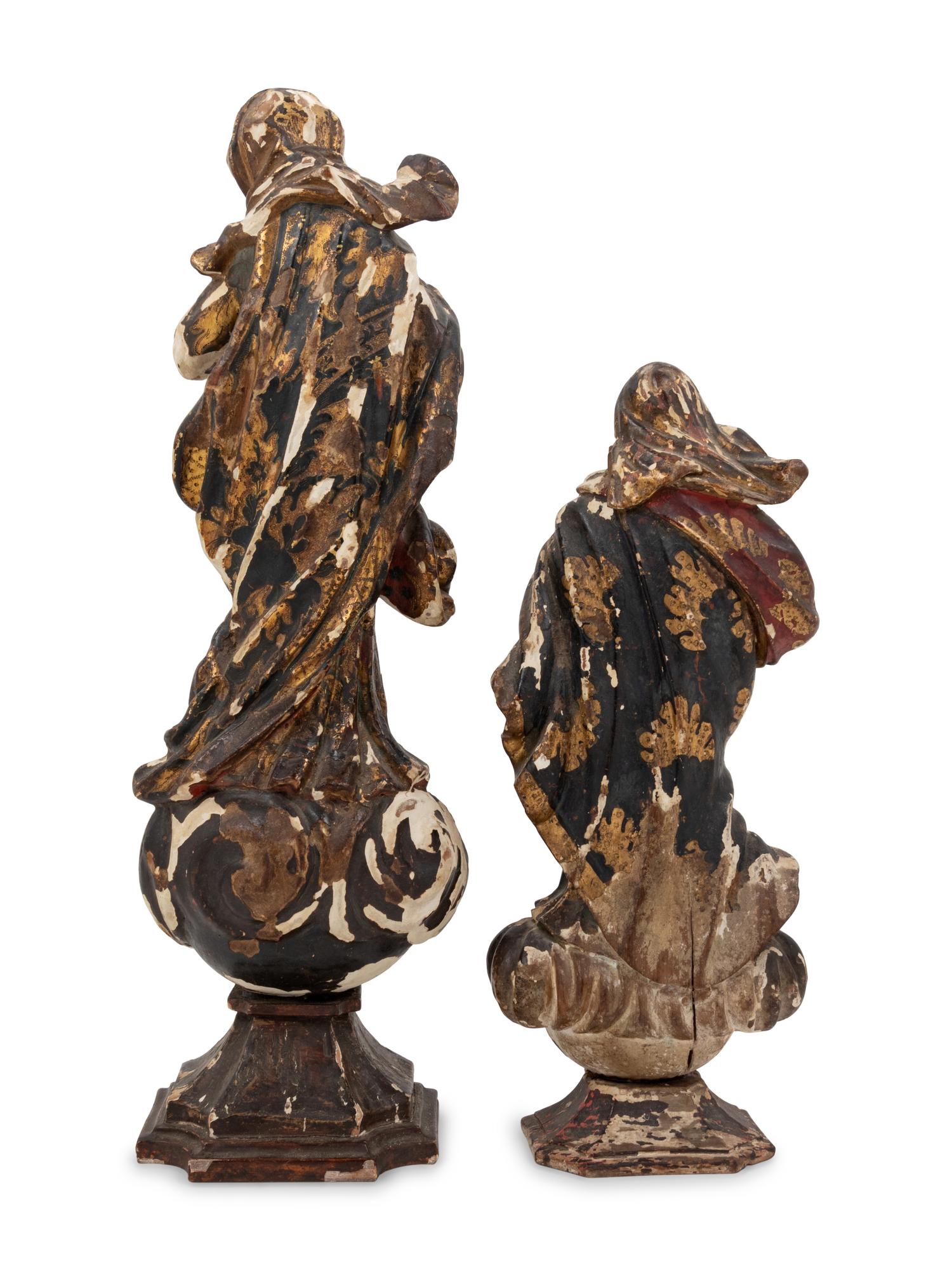 Two Carved and Painted Figures of Angels