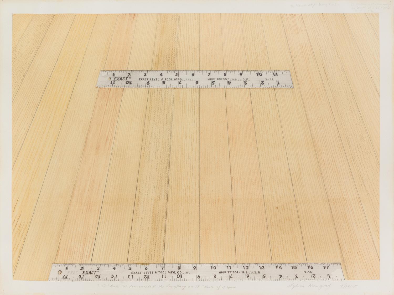 Sylvia Mangold, (American, b. 1938), A 12" Rule not diminished, the length of an 18" Rule if were, 1975