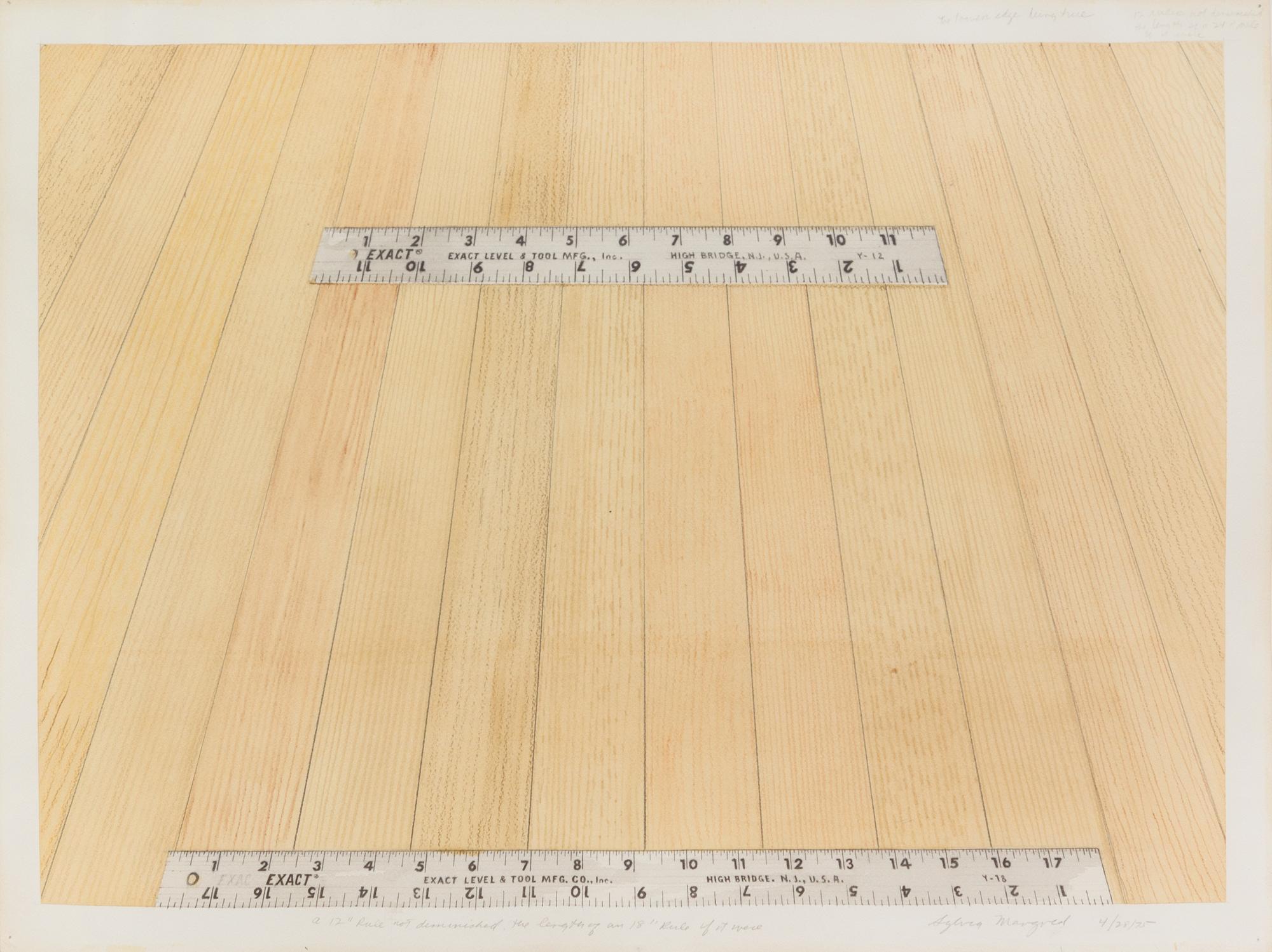 Sylvia Mangold, (American, b. 1938), A 12" Rule not diminished, the length of an 18" Rule if were, 1975