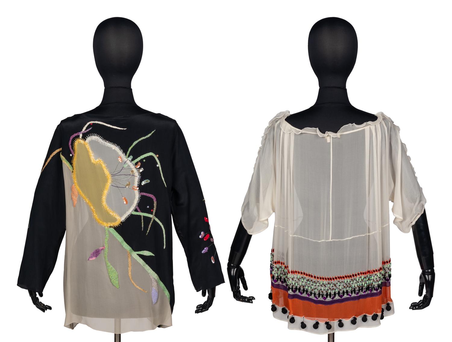 Two Etro Beaded Silk Blouses