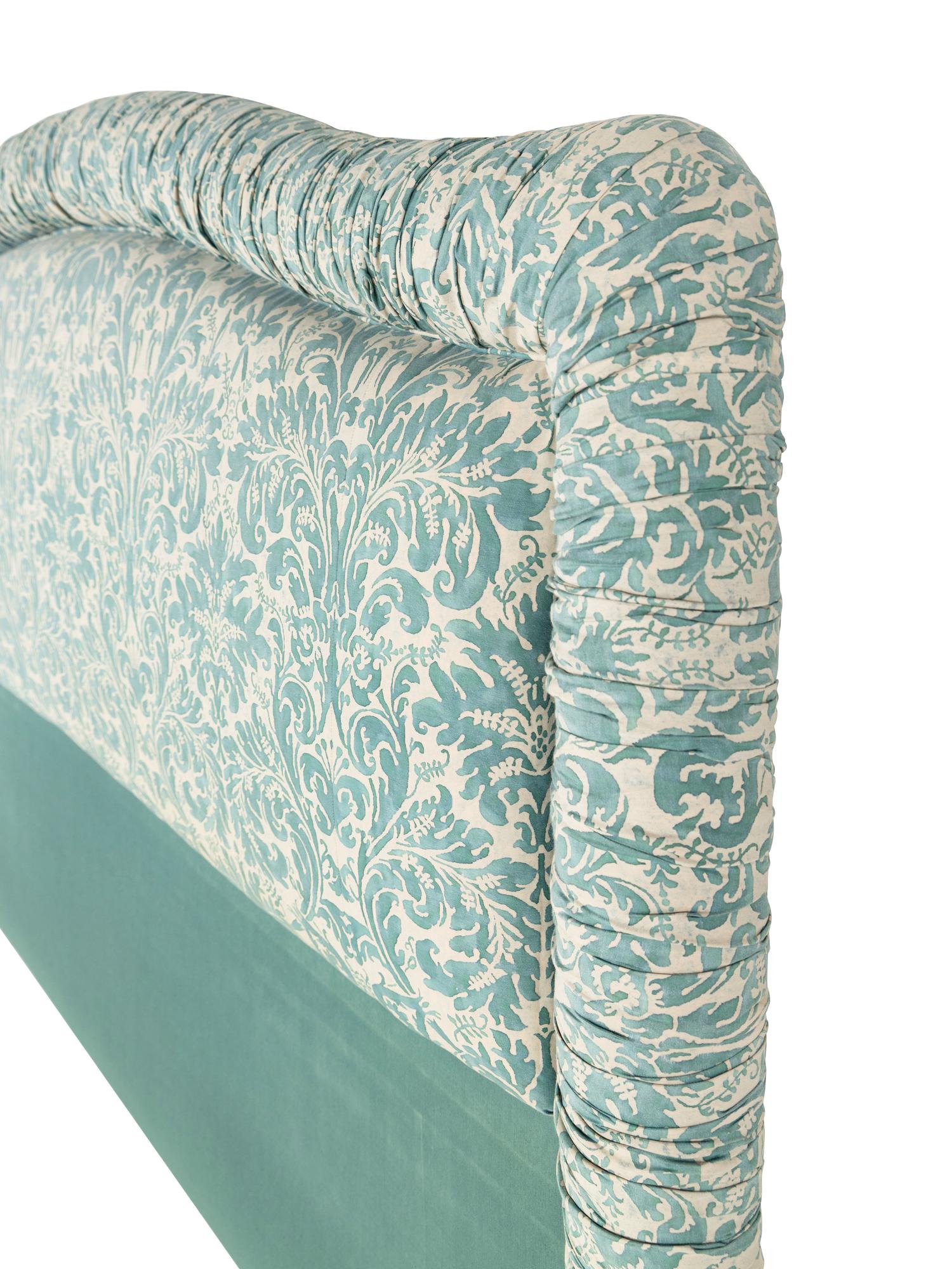A Custom Headboard with Fortuny Upholstery