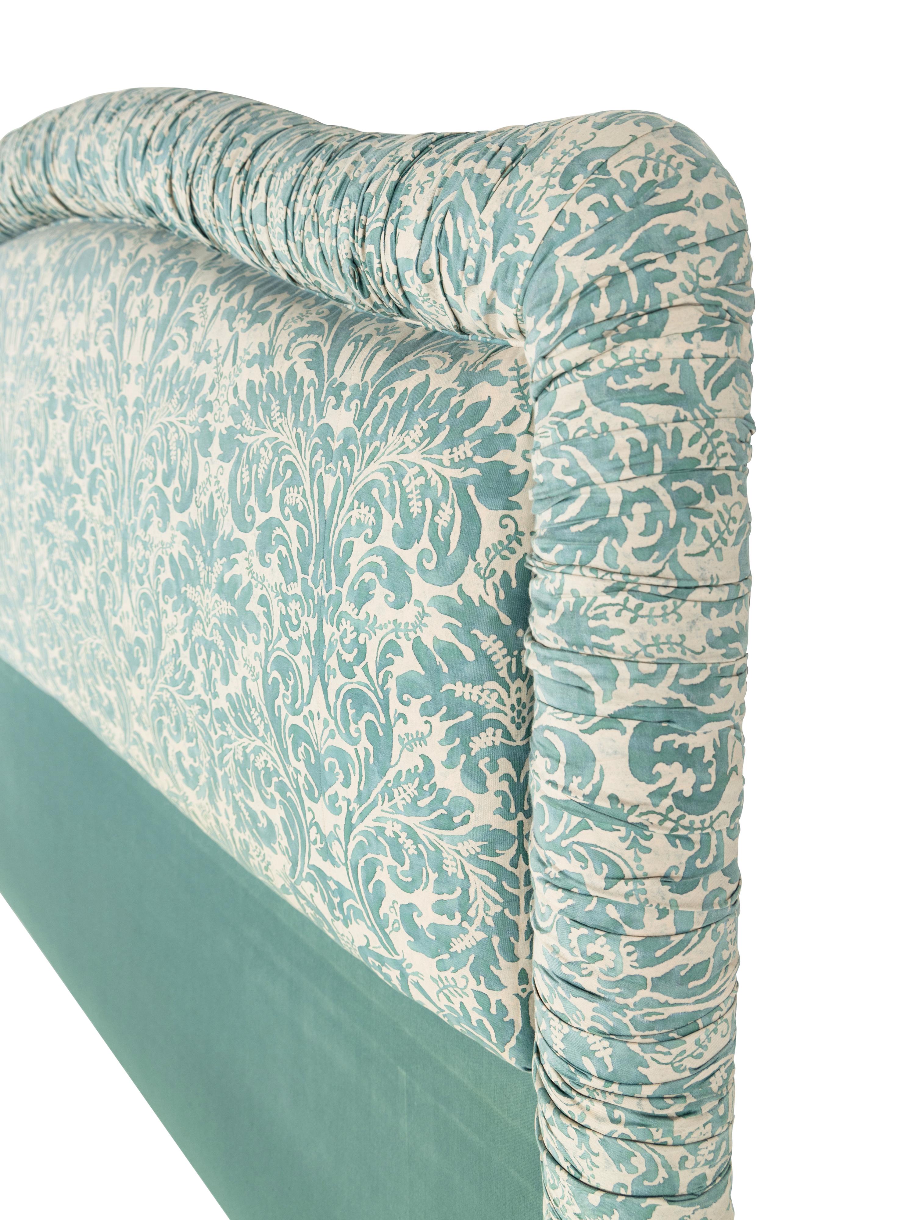 A Custom Headboard with Fortuny Upholstery