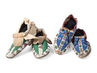 Sioux Beaded Hide Moccasins, with Horse Tracks