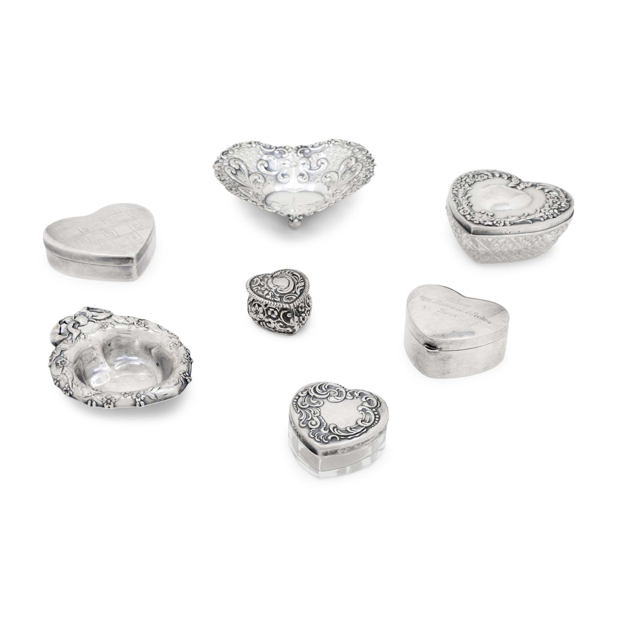 A Collection of American Silver Heart-Form Articles