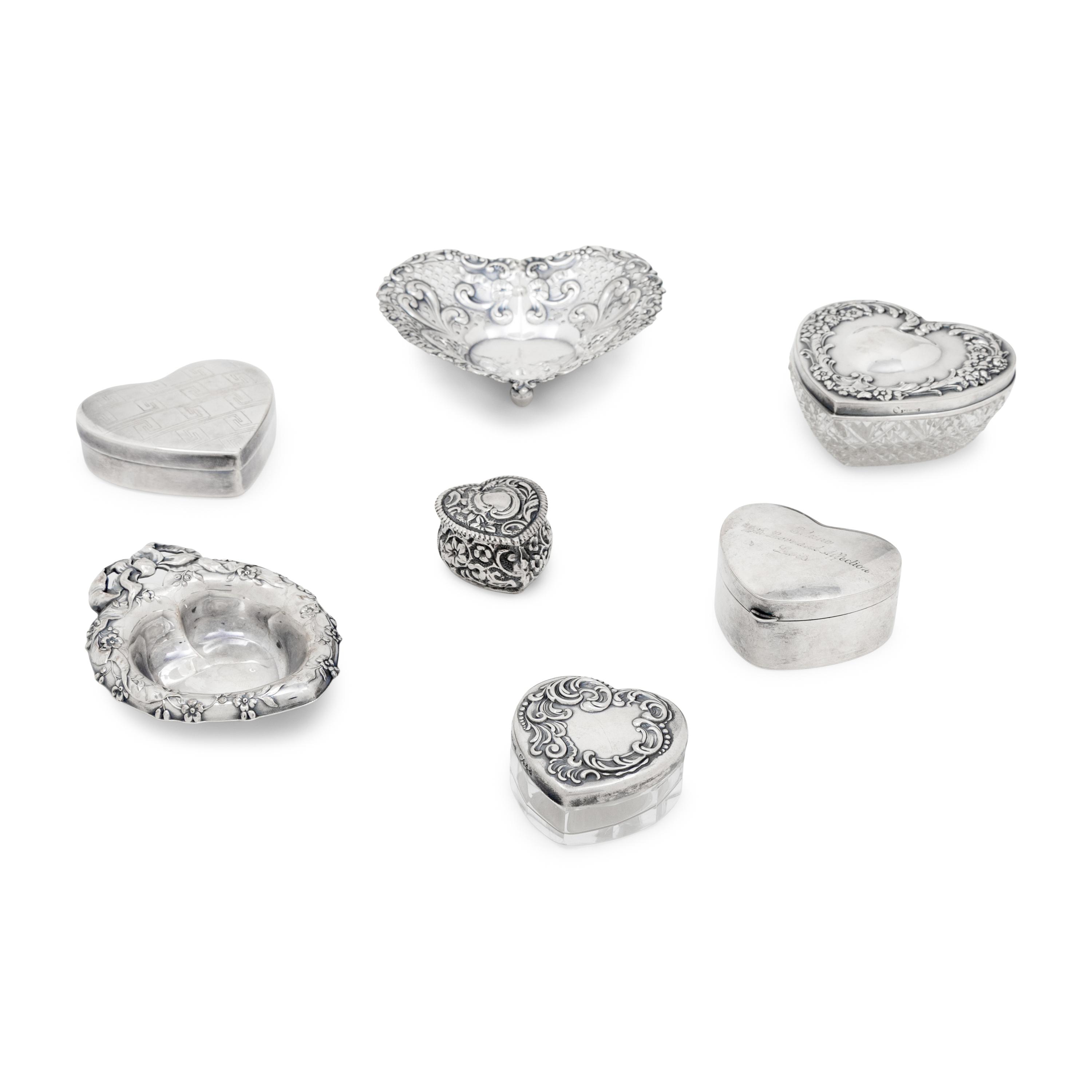 A Collection of American Silver Heart-Form Articles