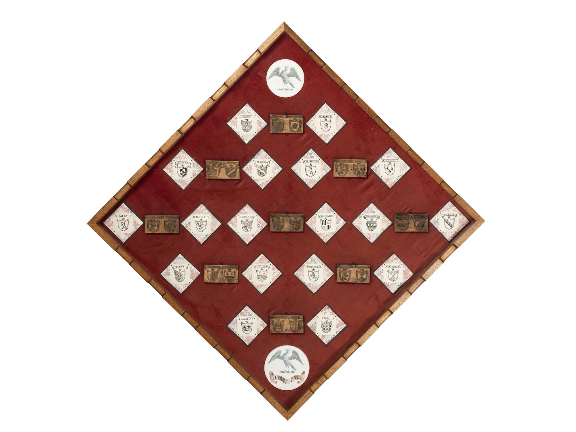 Three Sets of Framed Italian Armorial Printing Plates