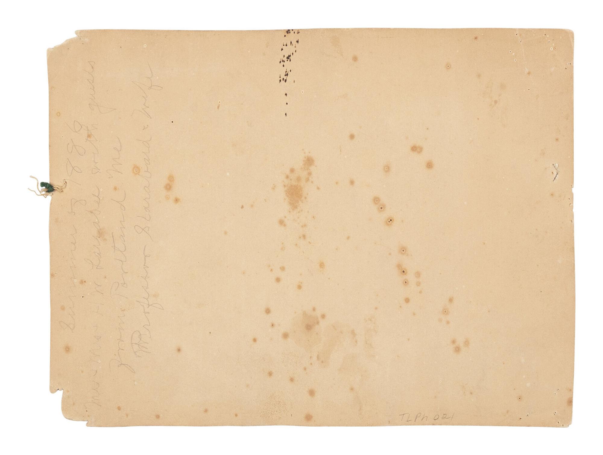 [LINCOLN'S FUNERAL]. A travertine marble fragment from the receiving vault which contained Abraham Lincoln's remains at Oak Ridge Cemetery, Springfield, Illinois, from 4 May to 21 December 1865.