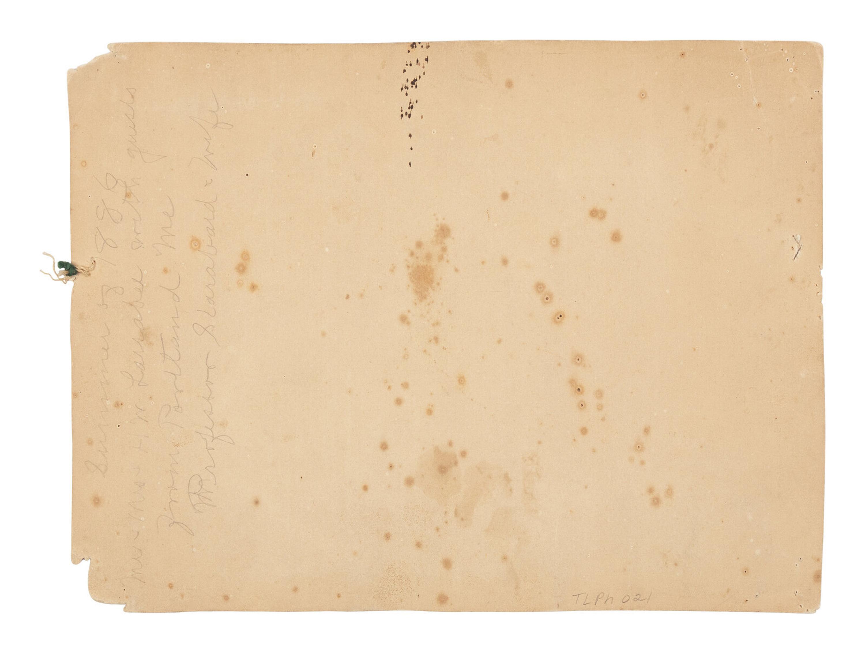 [LINCOLN'S FUNERAL]. A travertine marble fragment from the receiving vault which contained Abraham Lincoln's remains at Oak Ridge Cemetery, Springfield, Illinois, from 4 May to 21 December 1865.