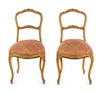 A Pair of Louis XV Style Giltwood Side Chairs