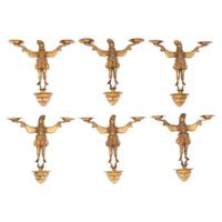 A Set of Six Brass Two-Arm Sconces