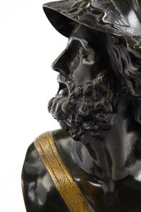 A Grand Tour Gilt and Patinated Bronze Bust of Menelaus