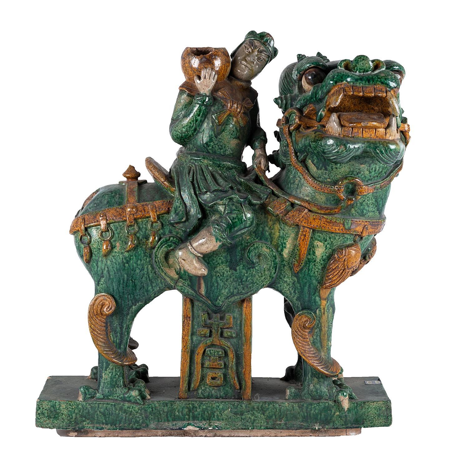 A Terracotta Foo Dog Roof Tile