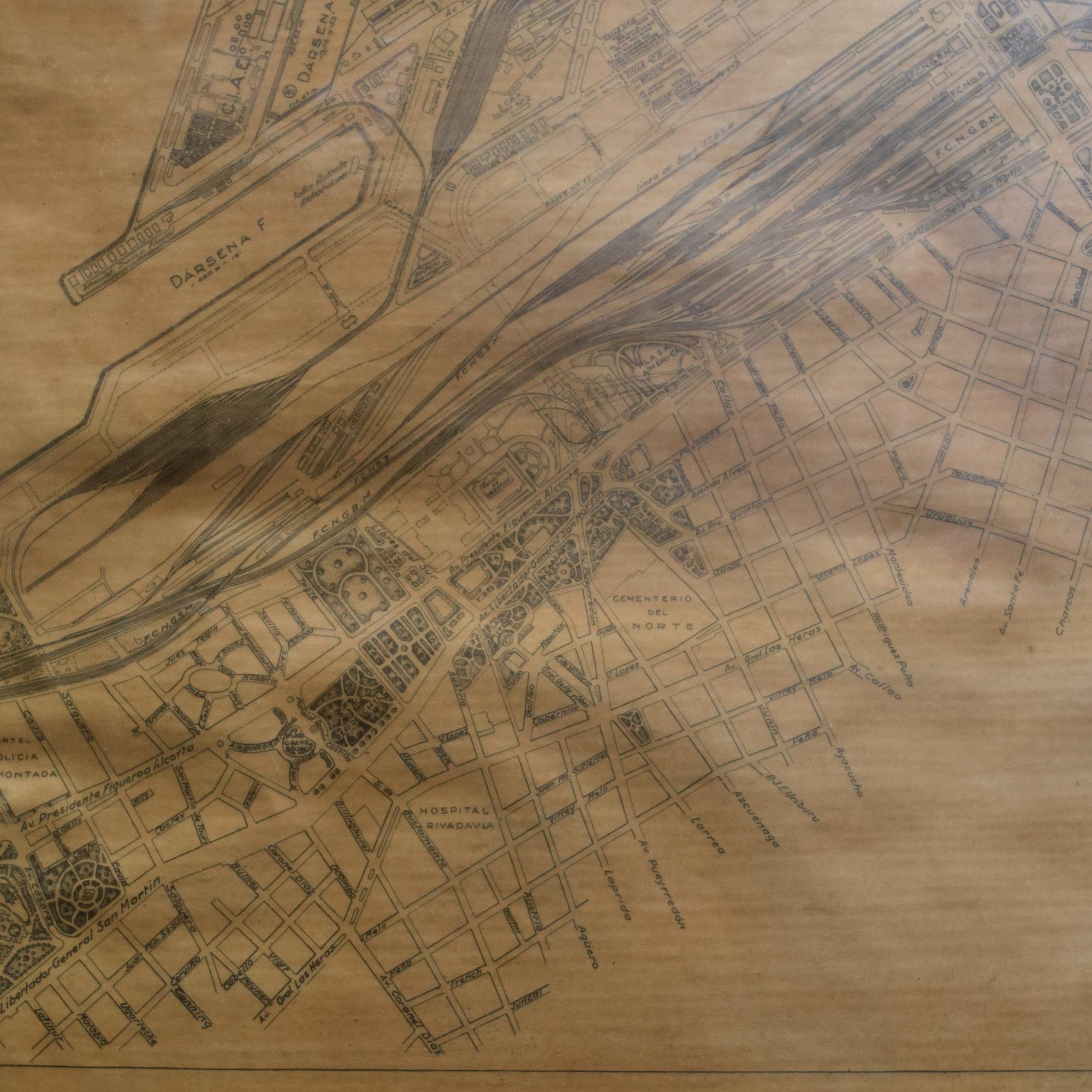 A General Plan of the Port of Buenos Aires 61.5" W x 1" D x 22.5" H — Argentina, Mid-20th Century