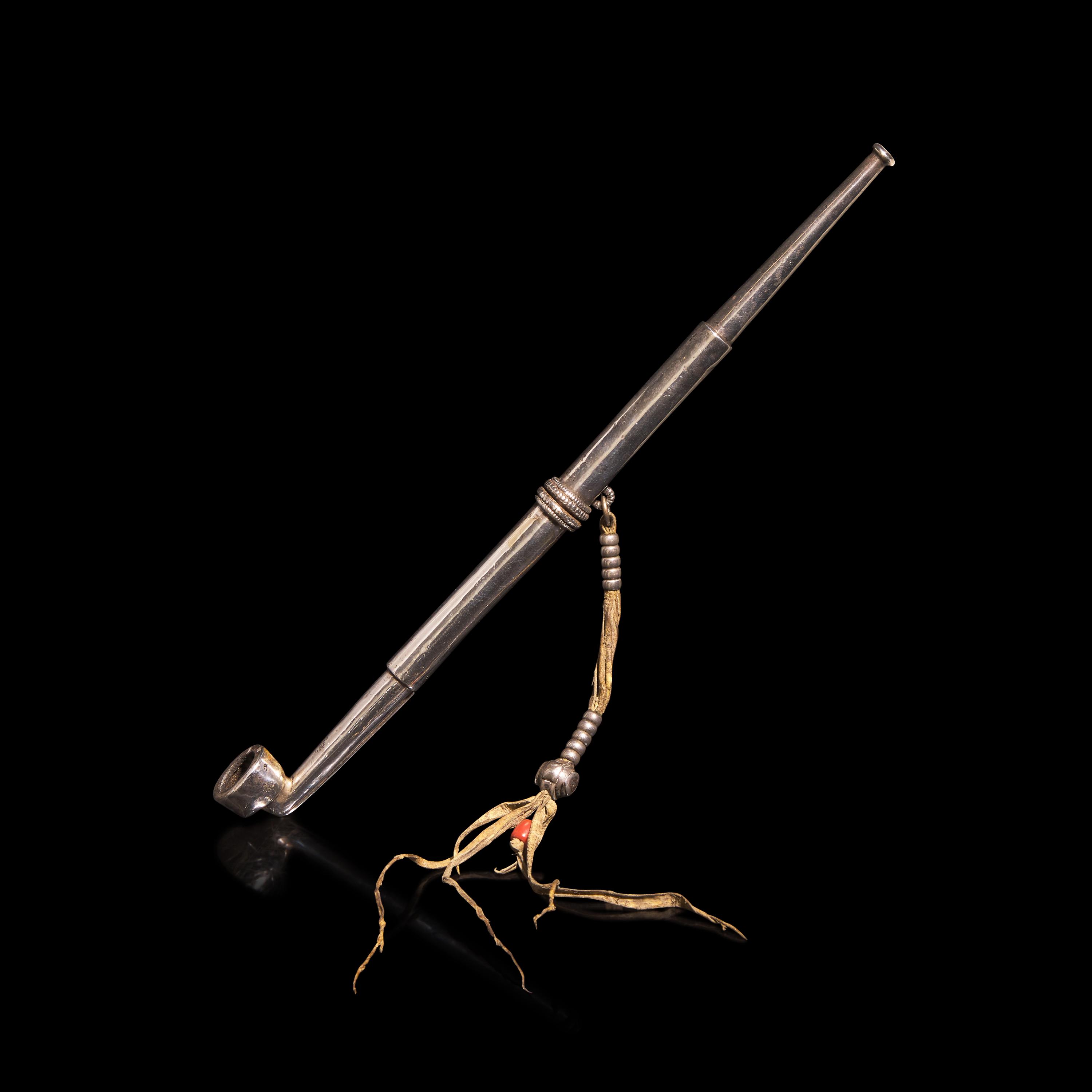 A Tibetan Silver Pipe, 19th/Early 20th century — 晚清-民國 藏式銀烟管