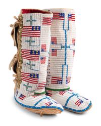 Beaded Boot Moccasins, with American Flags