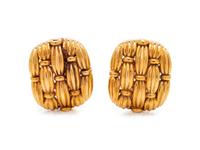TIFFANY & CO., YELLOW GOLD EARCLIPS