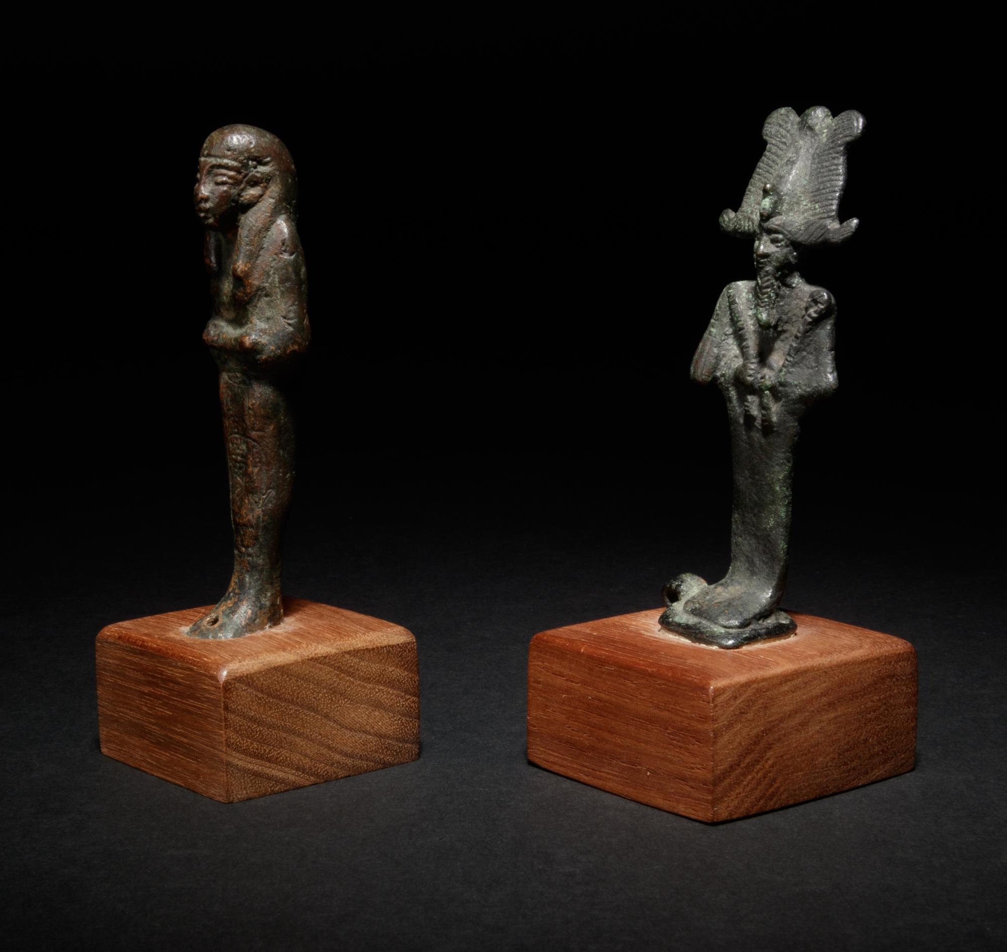 An Egyptian Bronze Ushabti and an Egyptian Bronze Osiris