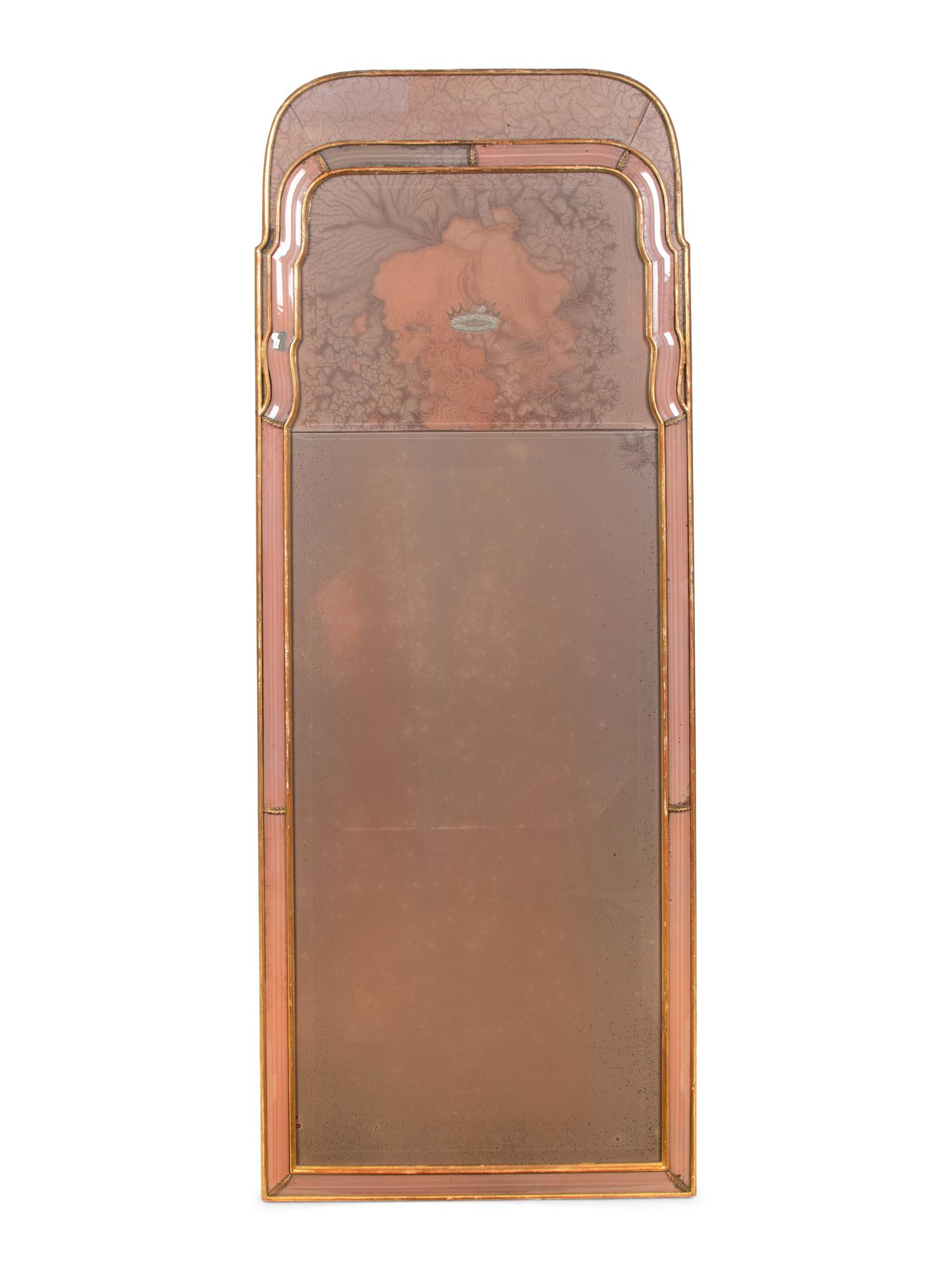 A Queen Anne Style Giltwood and Eglomise Pier Mirror