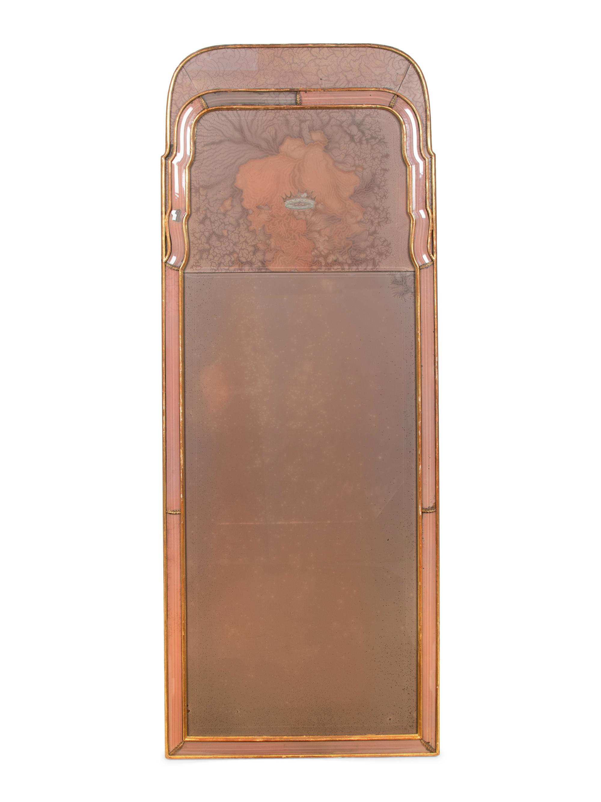 A Queen Anne Style Giltwood and Eglomise Pier Mirror