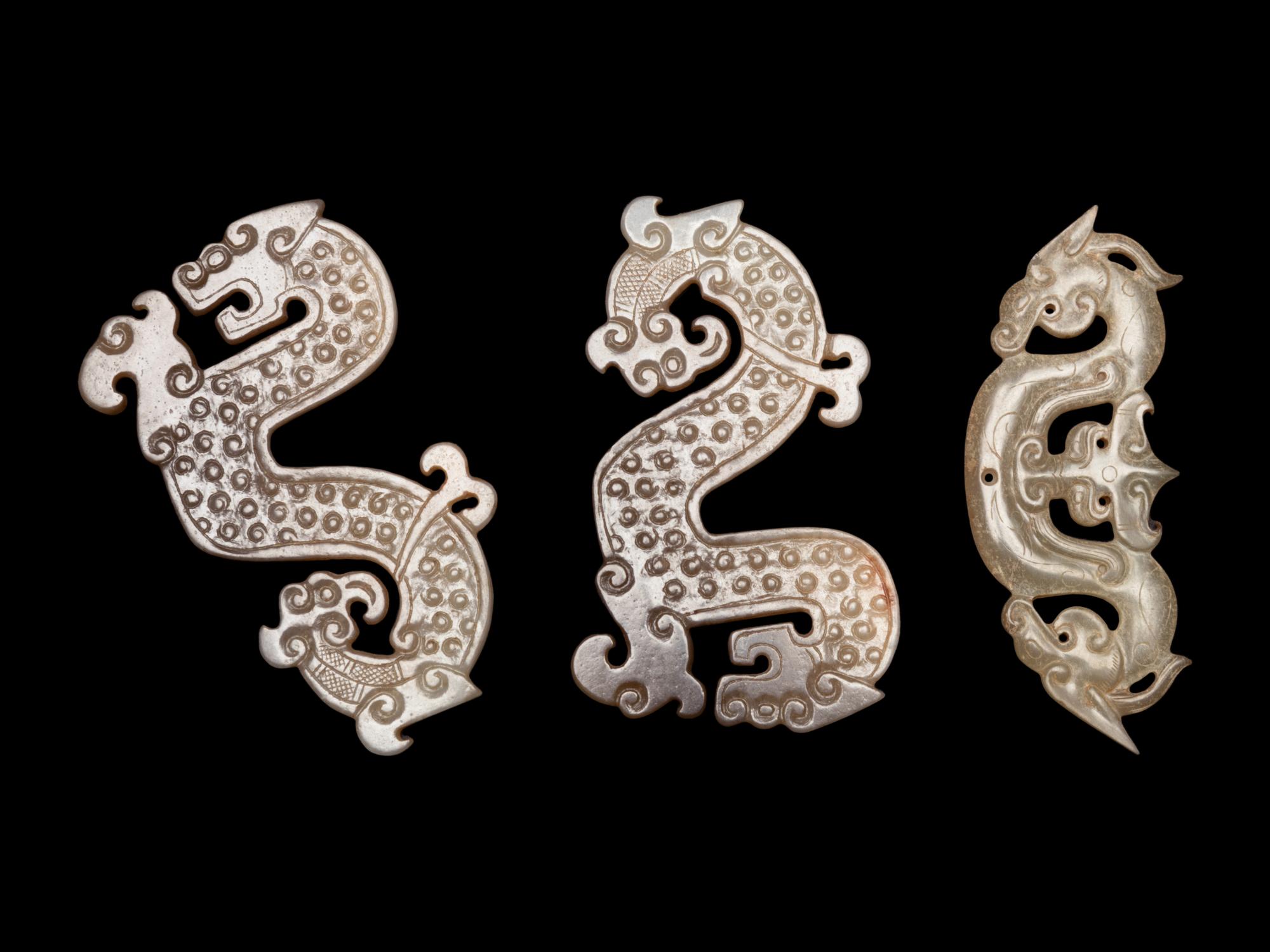 Three Chinese Archaistic Style Jade Plaques